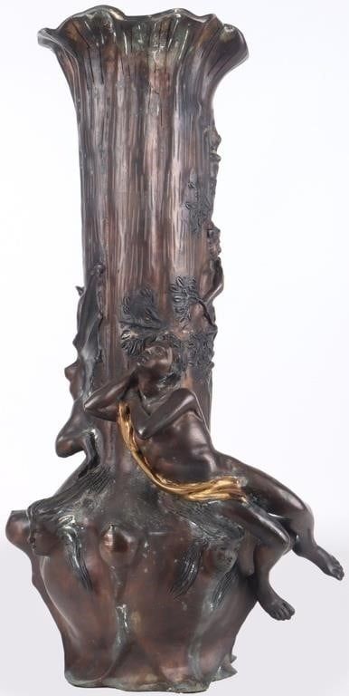Lot 211423: 20.5"  ART NOUVEAU BRONZE VASE AFTER AUGUST RUBIN