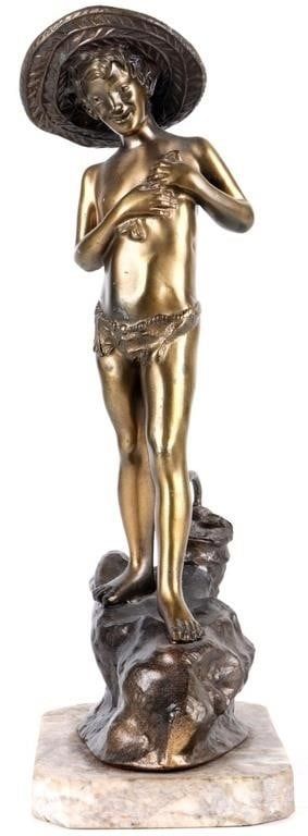 Lot 211424: ANTIQUE G. VARLESE "PESCATORELLO" BRONZE STATUE