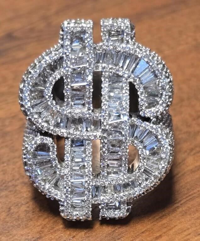 Lot 211045a: MEN'S 11CTW NATURAL DIAMOND 10K CASH SYMBOL RING