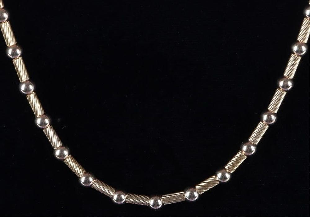 Lot 212168: 14K YELLOW GOLD BEADED LADIES NECKLACE