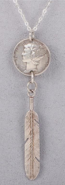 Lot 212189: STERLING SILVER 1994 MERCURY DIME NECKLACE