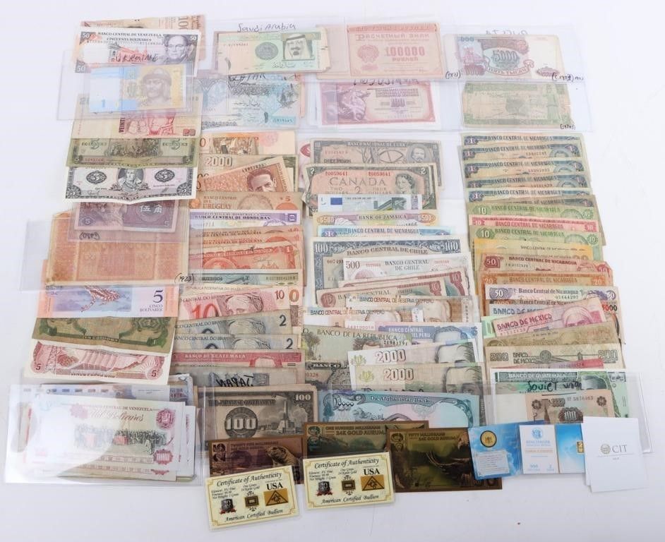Lot 212195: ASSORTED VINTAGE FOREIGN CURRENCY LOT