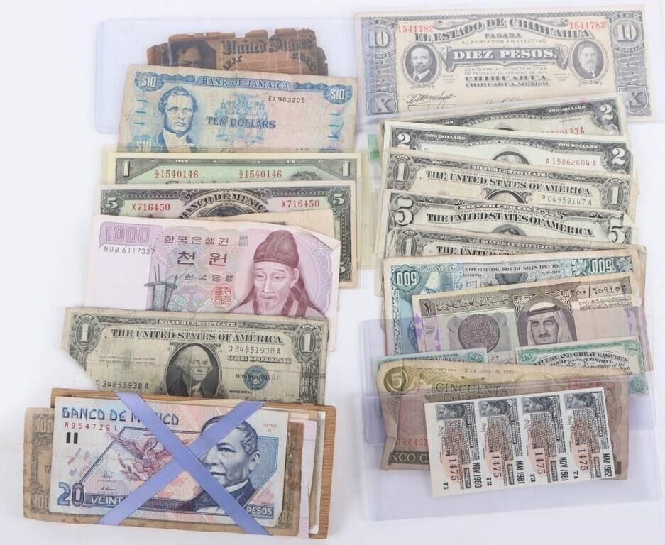 Lot 212197: ASSORTED COLLECTIBLE U.S. & FOREIGN CURRENCY LOT