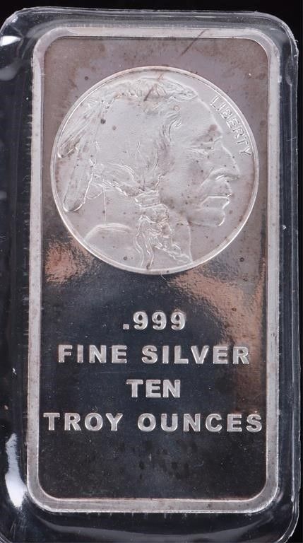 Lot 212204: FINE SILVER 10 OZT PF LIBERTY INDIAN HEAD BULLION