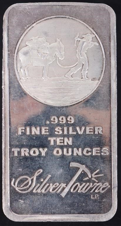 Lot 212205: FINE SILVER 10 TROY OUNCE SILVER TOWNE BULLION