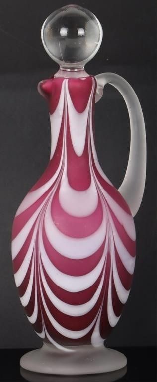 Lot 212272: VINTAGE NAILSEA PINK SATIN DRAPED CRUET BOTTLE