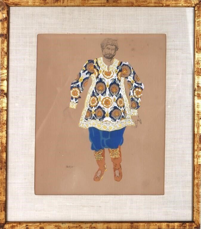 Lot 212282: LEON BAKST EMBROIDERED SHI FOR SADKO GOUACHE