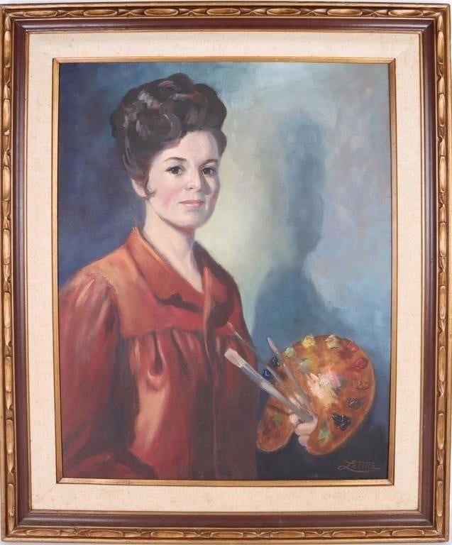 Lot 212285: OIL ON CANVAS DEPICTING A FEMALE ARTIST BY LETITA