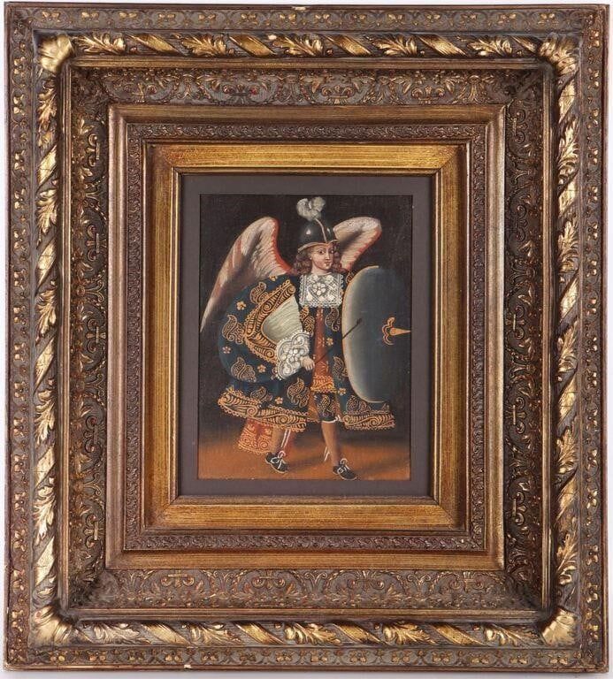 Lot 212287: FRAMED  ARCHANGEL MICHAEL ORIGINAL OIL ON CANVAS