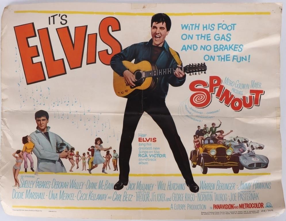 Lot 212290: ELVIS SPINOUT 1966 HORIZONTAL POSTER 66/309