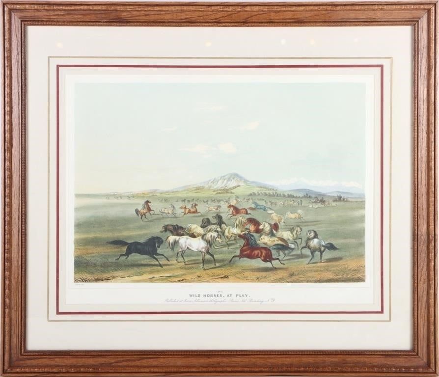Lot 212291: AFTER G. CATLIN "WILD HORSES, AT PLAY" LITHOGRAPH