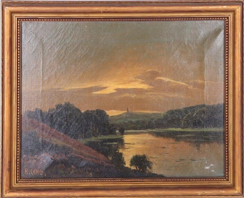 Lot 212292: H. LANG OIL ON CANVAS FRAMED DEPICTING A LANDSCAPE