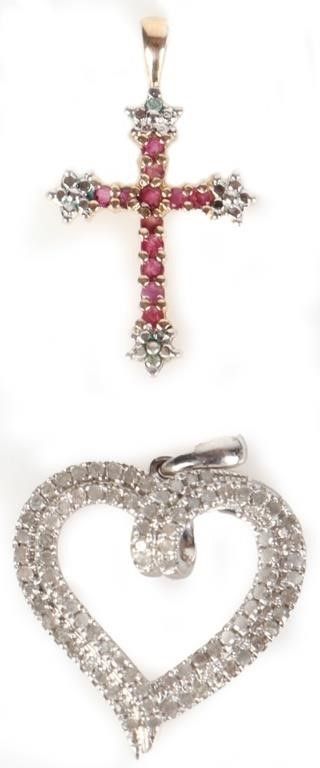Lot 212308: STERLING SILVER LADIES PENDANTS DIAMOND SAPPH (2)