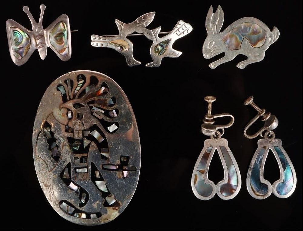 Lot 212315: MEXICAN STERLING SILVER & ALPACA  ABALONE JEWELRY