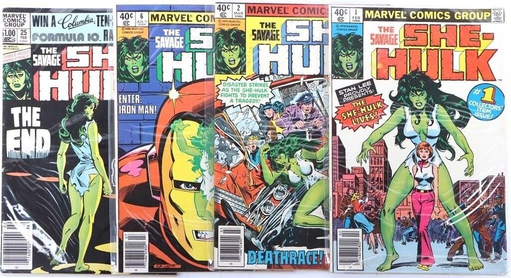 Lot 212356: SAVAGE SHE-HULK ISSUES # 1, 2, 6, AND 25 SLEEVED
