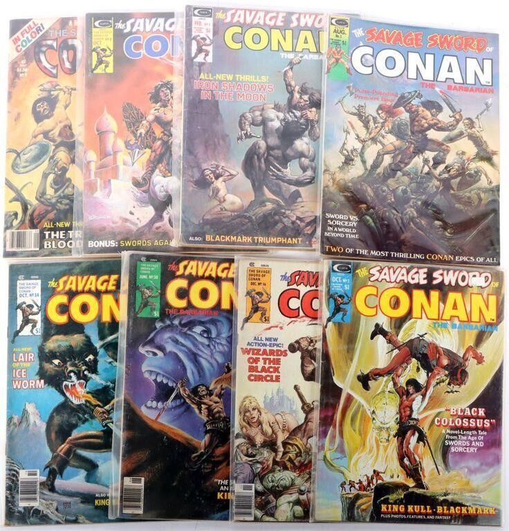 Lot 212357: SAVAGE SWORD OF CONAN 1, 2, 4, 8, 9, 16, 30, 34