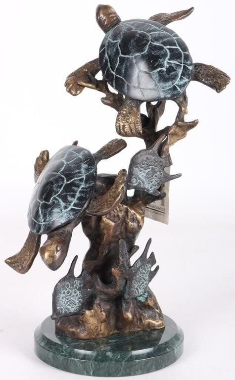 Lot 212399: SPI BRONZE SCULPTURE TURTLES & REEF FISH