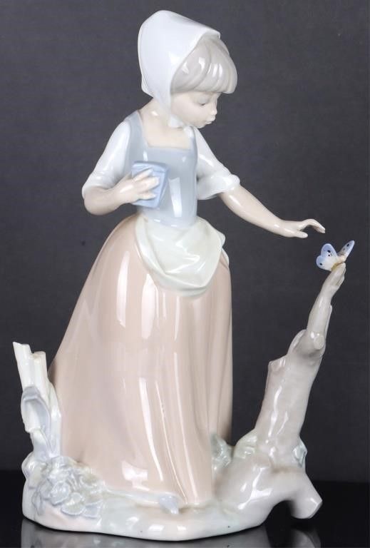 Lot 212405: RETIRED NAO BY  LLADRO GIRL WITH BUTTERFLIES