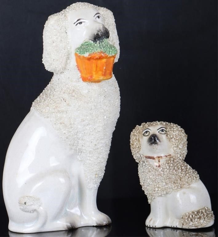 Lot 212408: STAFFORDSHIRE CONFETTI COAT ANTIQUE DOG FIGURES