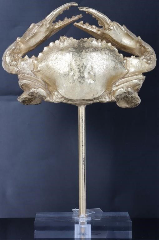 Lot 212416: TOMMY BAHAMA GOLDEN CRAB STATUE W/ STAND