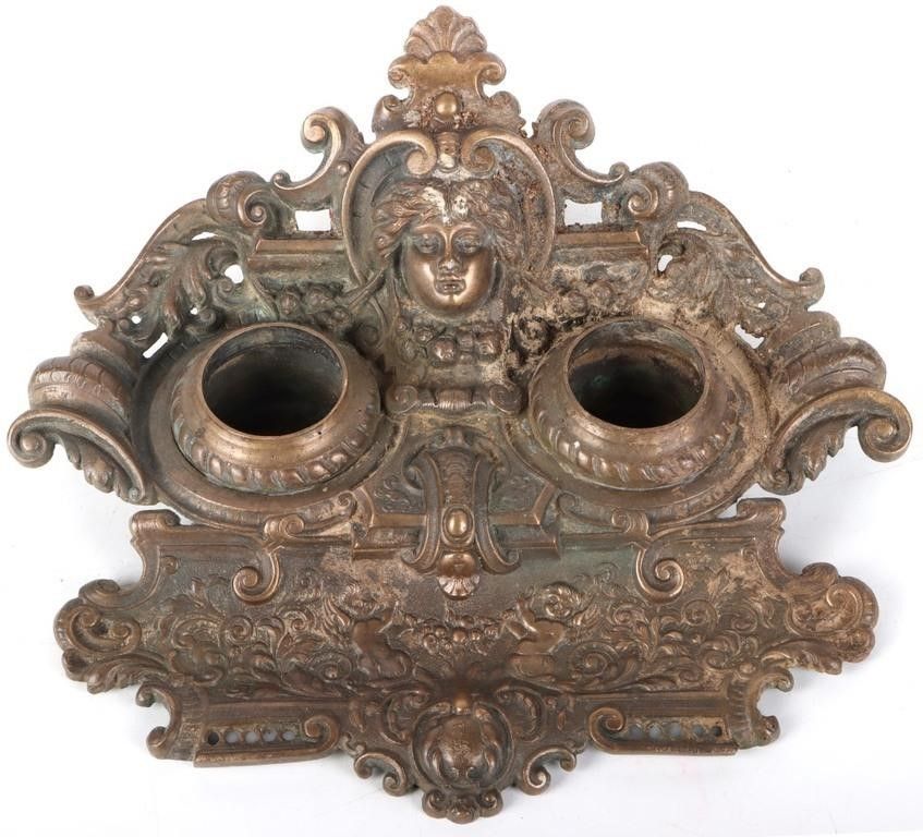 Lot 212417: ANTIQUE ART NOUVEAU 1900S JUDAICA BRASS INK WELL