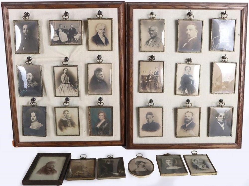 Lot 212418: ANTIQUE FRAMED PHOTOS HUNG ON CANVAS - (2)