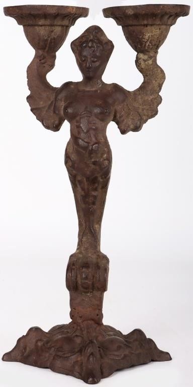 Lot 212426: VINTAGE ART NOUVEAU CAST IRON CANDLE HOLDER