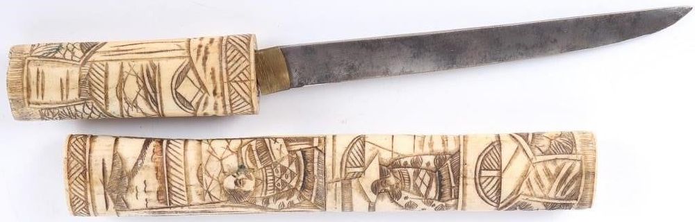 Lot 212428: ANTIQUE JAPANESE CARVED TANTO KNIFE