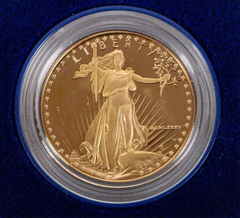 Lot 213165: 1986 W PROOF 1OZT FINE GOLD AMERICAN EAGLE BULLION