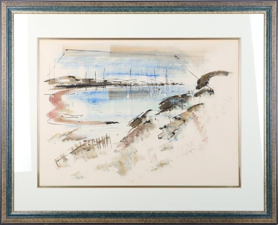 Lot 213287: BIRDSEY WATERCOLOR ON PAPER OF THE BAY FRAMED