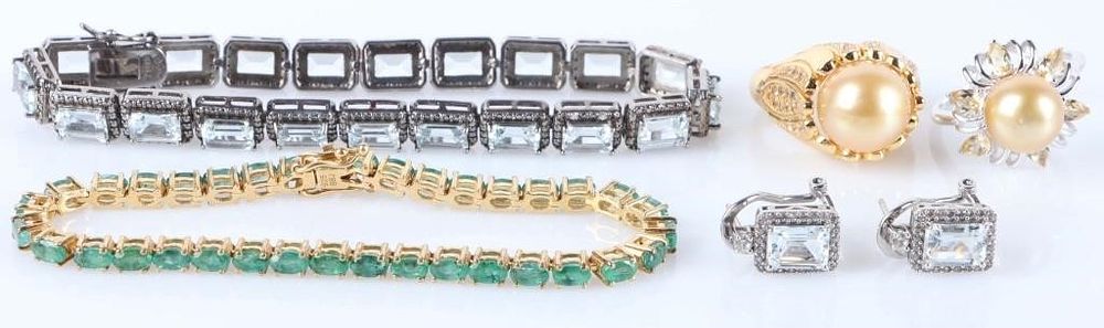 Lot 213350: STERLING SILVER LADIES JEWELRY W/ GOLD PEARL (5)