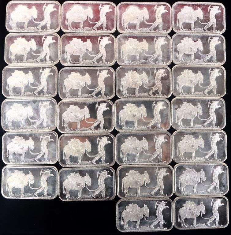Lot 213403: FINE SILVER 1 OZT PF SILVER TOWNE BULLION - (26)