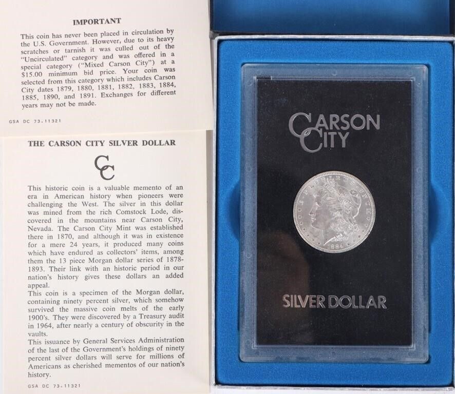 Lot 213408: 1884 CC MORGAN DOLLAR RICHARD NIXON GSA SERIES
