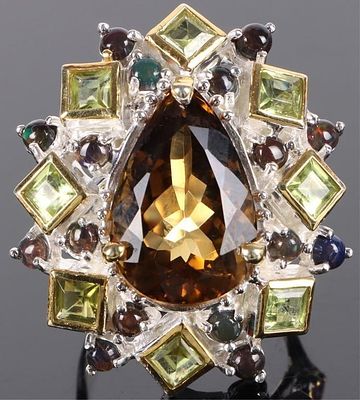 20CT NATURAL CITRINE LADIES RING SET IN STERLING. 20CT natural pear shaped citrine ladies ring 