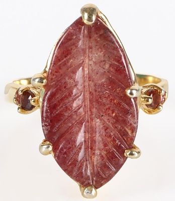 22X12MM PINK QUARTZ LEAF STERLING SILVER RING. 22X12mm pink quart leaf sterling silver ladies 