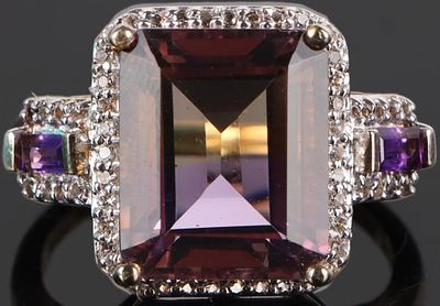 5.0CT AMETRINE STERLING SILVER LADIES RING. 5.0ct Ametrine sterling silver ladies ring with gold 