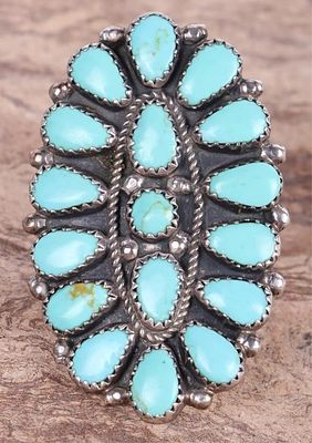 TURQUOISE SOUTHWEST JJP STERLING SILVER RING. Turquoise southwest JJP sterling silver ladies 