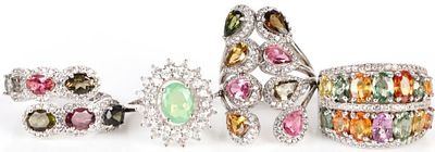 BEAUTIFUL STERLING VARIOUS GEMSTONE RINGS LOT OF 4. Beautiful assorted sterling silver gemstone 