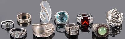 STERLING SILVER LADIES RINGS LOT OF TEN. Sterling silver ladies rings. This lot includes 10 