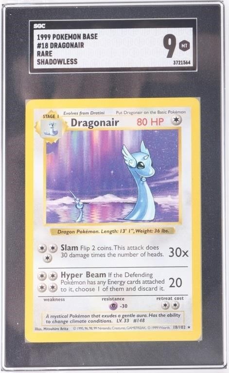 Lot 214153: SHADOWLESS DRAGONAIR SGC 9 1999 BASE SET RARE
