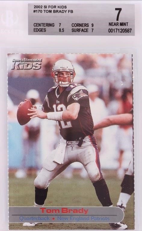 Lot 214161: #170 TOM BRADY 2002 S.I. FOR KIDS BECKETT 7 NM