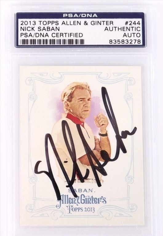 Lot 214162: 2013 TOPPS A&G NICK SABAN AUTOGRAPHED PSA/DNA CERT