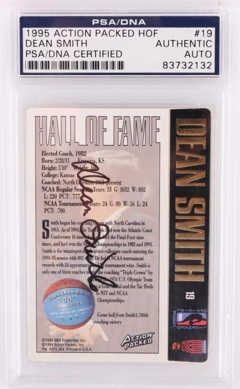 Lot 214164: 1995 ACTION PACKED HOF DEAN SMITH PSA CARD