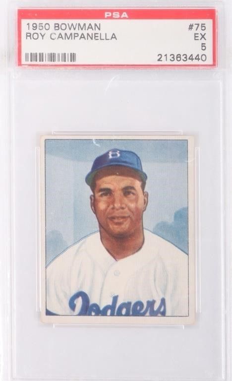 Lot 214166: 1950 BOWMAN ROY CAMPANELLA #75 BASEBALL PSA 5