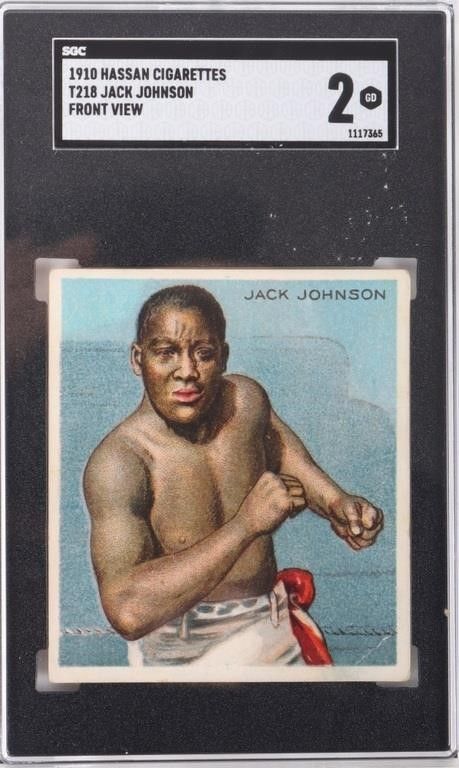 Lot 214173: 1910 HASSEN CIGARETTES T218 J. JOHNSON CARD SGC 2
