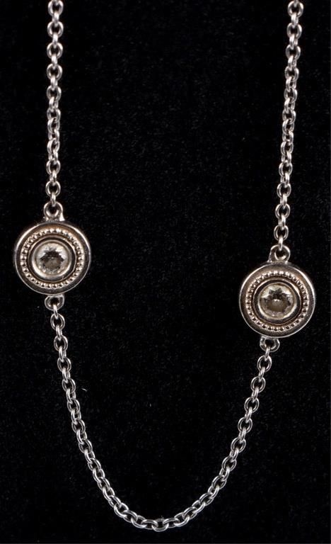 Lot 214199: 14K WHITE GOLD NATURAL DIAMOND LADIES NECKLACE