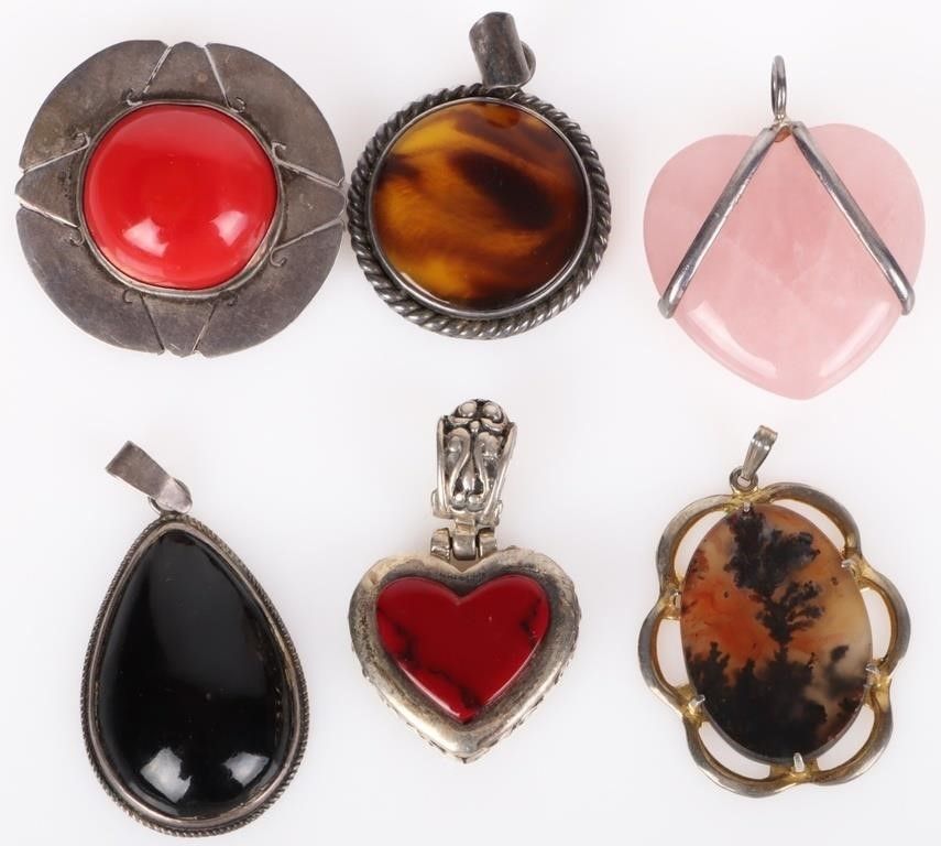 Lot 214210: MEXICAN STERLING SILVER STONE LADIES PENDANTS