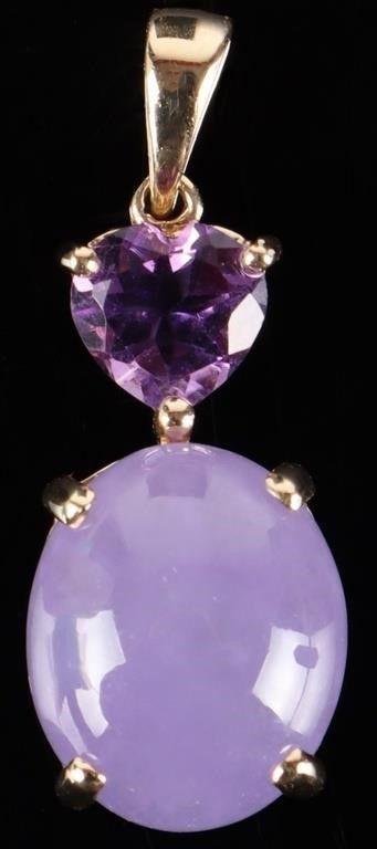 Lot 214217: 14K YELLOW GOLD LADIES PENDANT W/ LAVENDER JADE