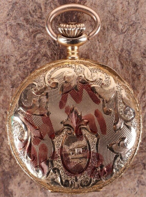 Lot 214243: 14K ANTIQUE ELGIN POCKET WATCH FUNCTIONAL