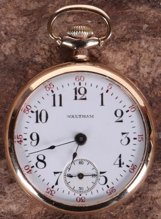 Lot 214265: 14K YELLOW GOLD WALTHAM POCKET WATCH FUNCTIONAL